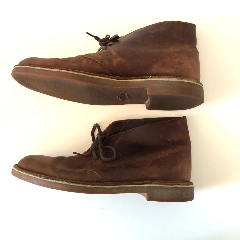 Clarks Bushacre 2 Beeswax Leather Chukka Boots Men’s 8 Brown Lace Up Ankle Shoes